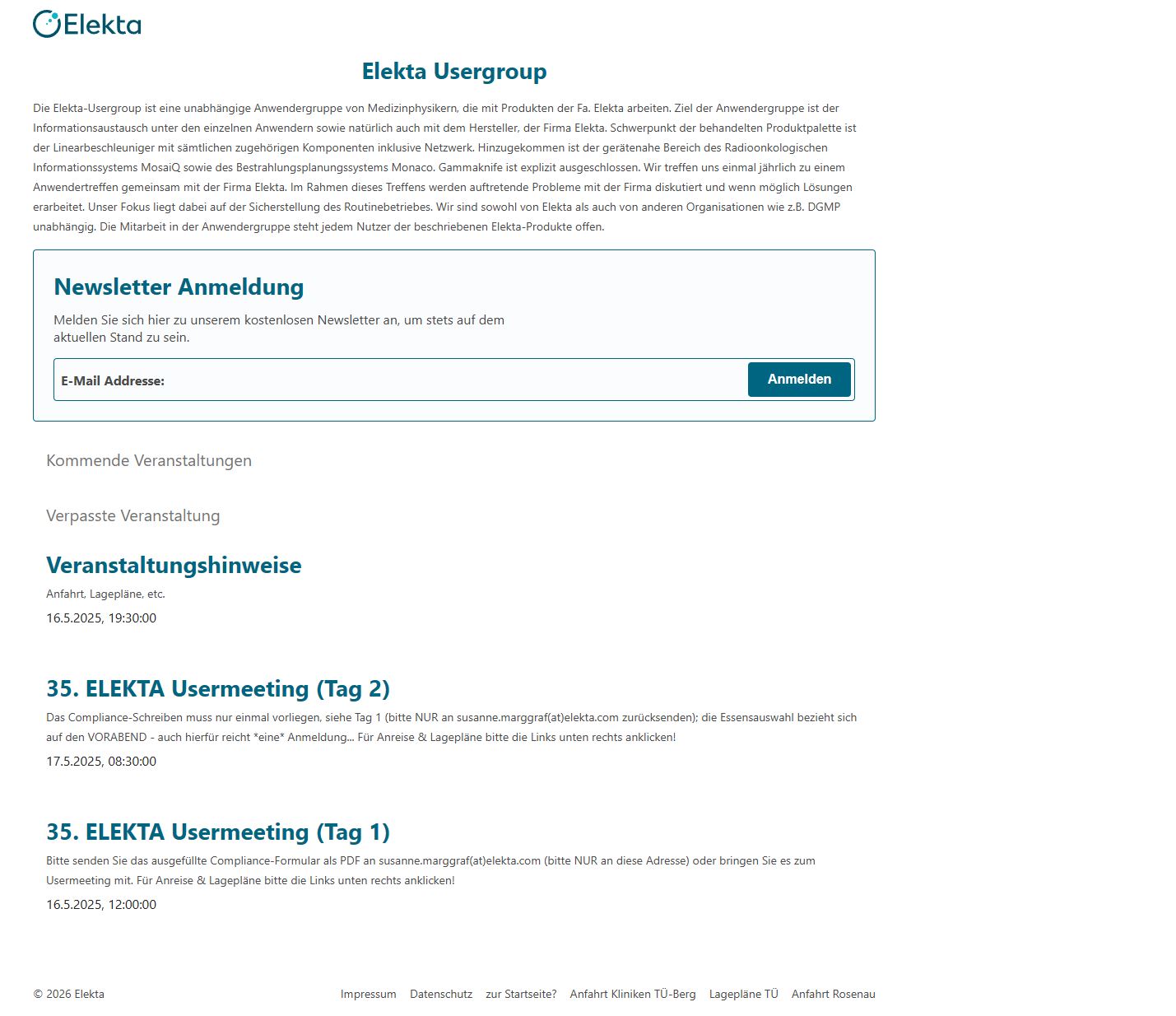 Elekta Usergroup Website