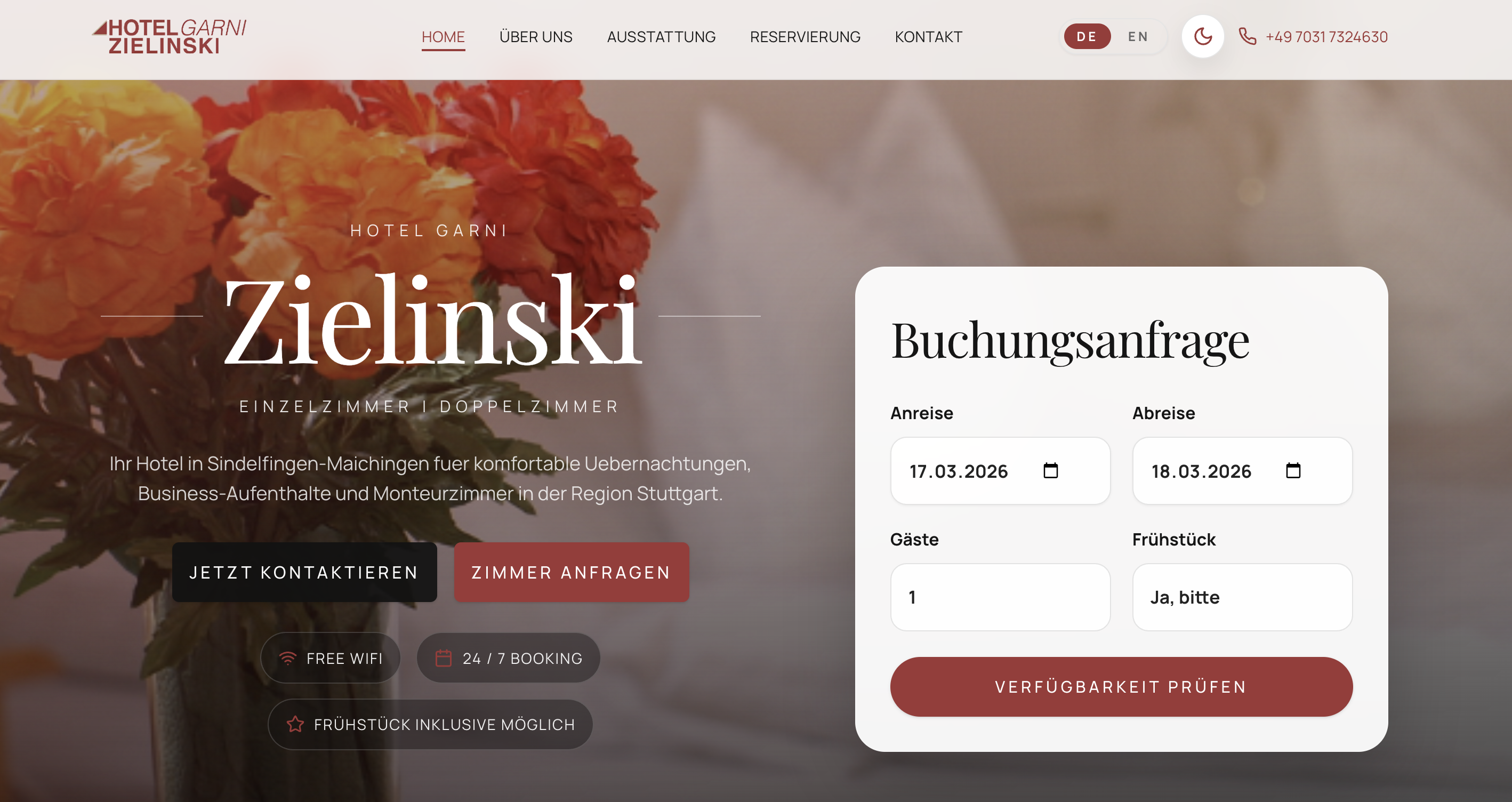 Hotel Garni Zielinski Website